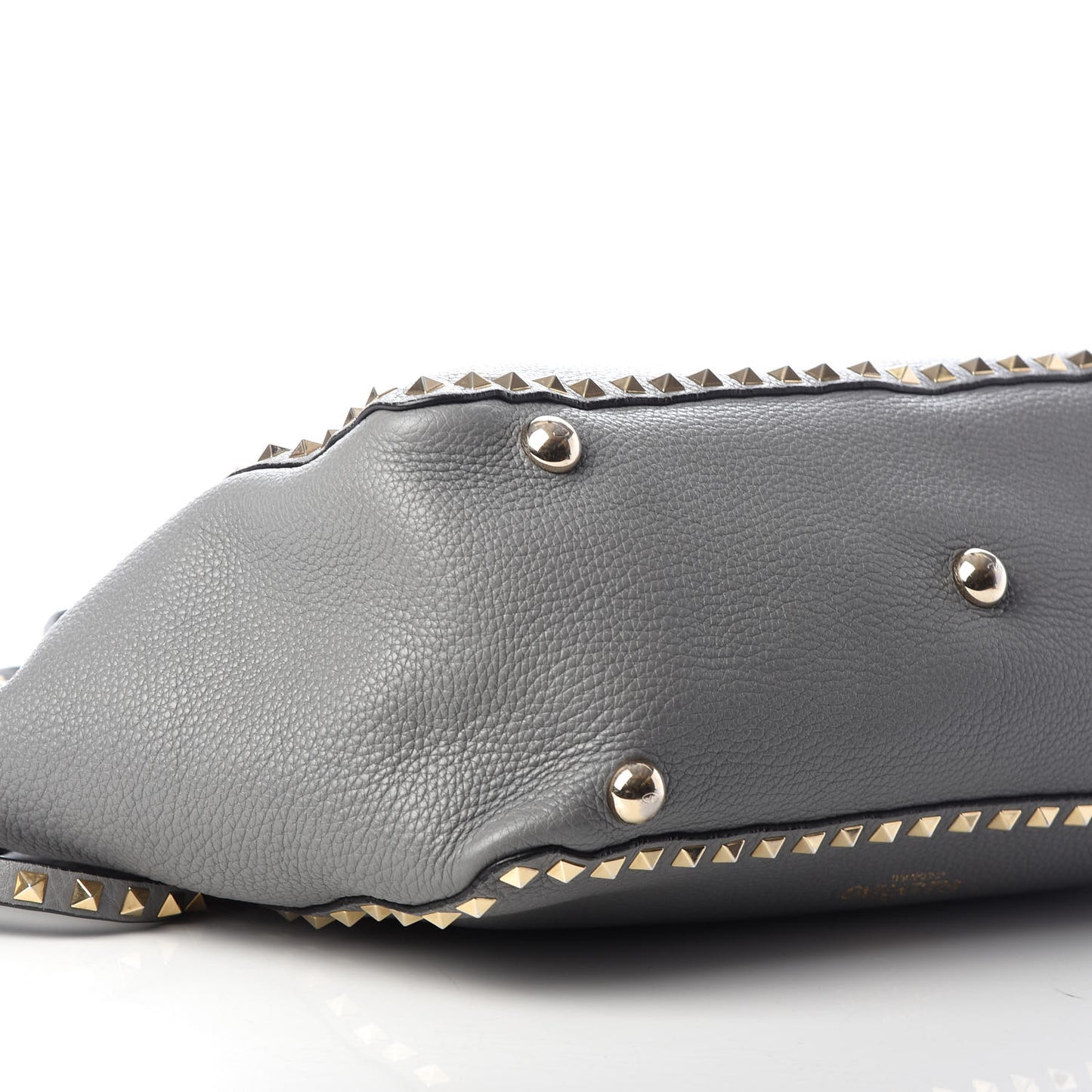 Pebbled Calfskin Medium Rockstud Tote Grey