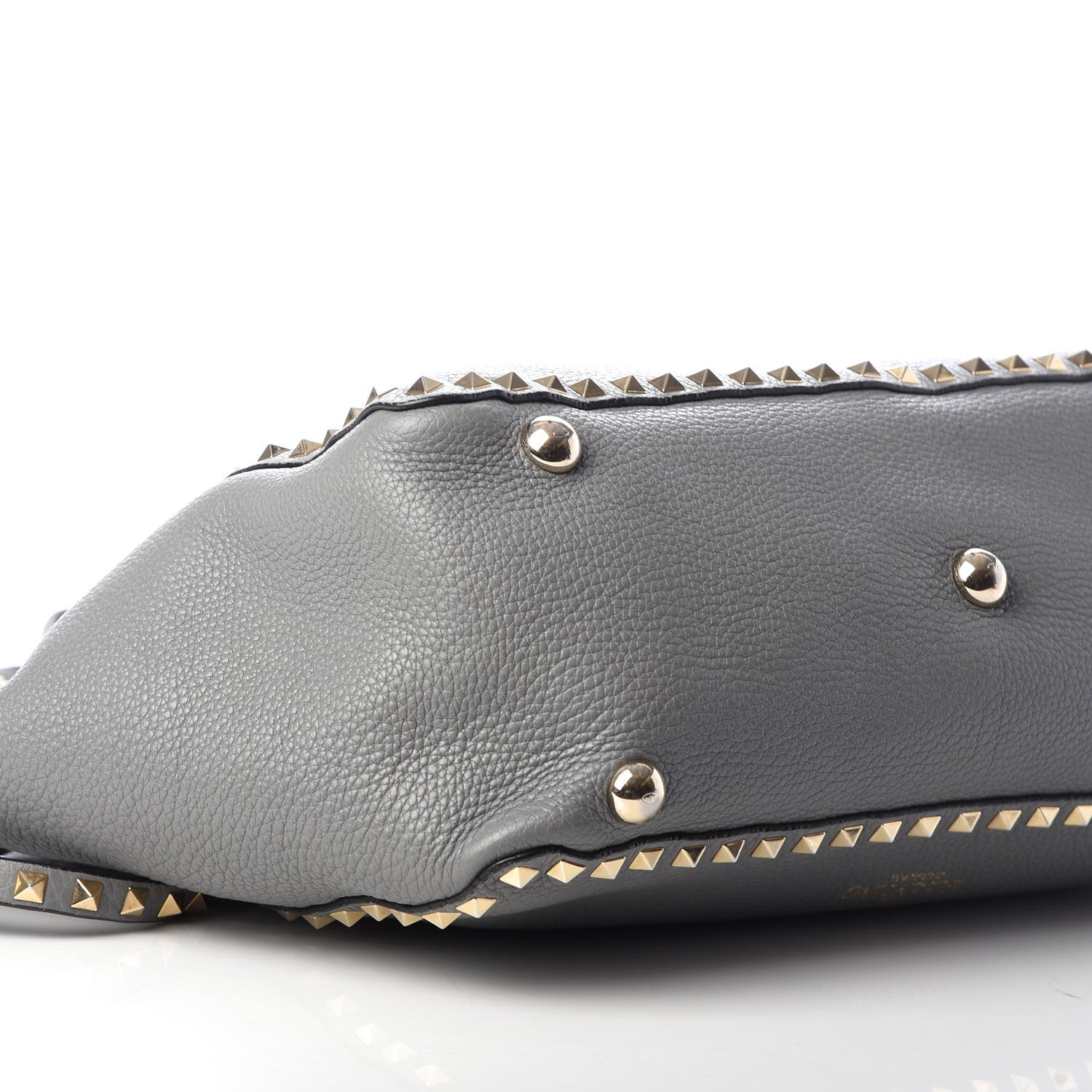 Valentino Garavani Pebbled Calfskin Medium Rockstud Tote Grey 8 of 15