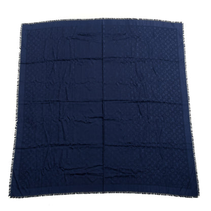 Louis Vuitton Silk Wool Monogram Shawl Night Blue 1 of 3