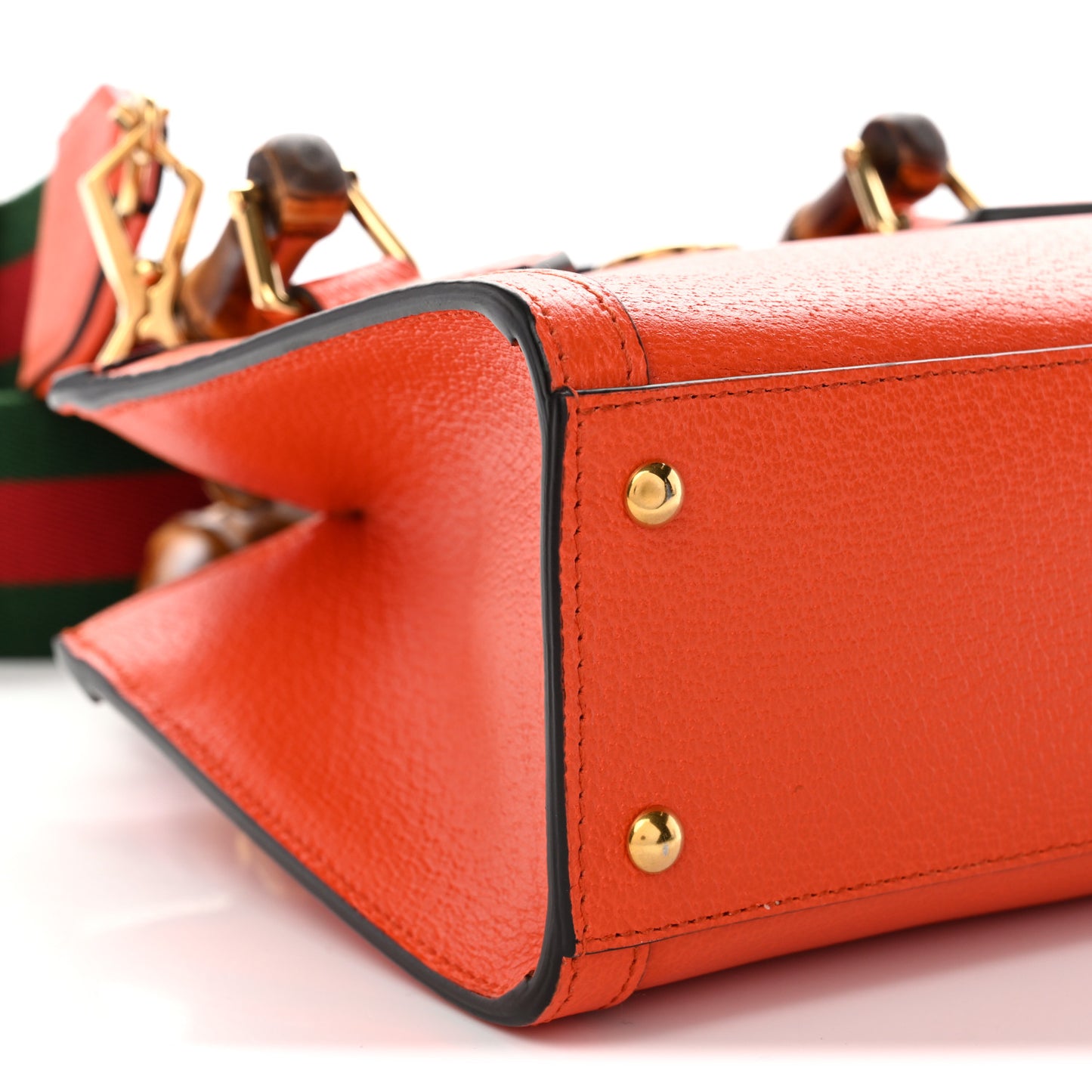 Textured Dollar Calfskin Web Mini Diana Tote Bag Deep Orange Spicy Cyclamin
