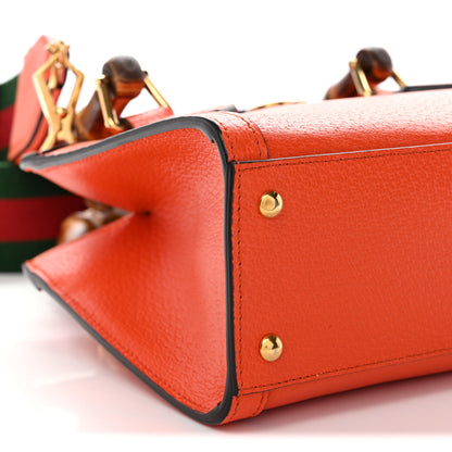 Gucci Textured Dollar Calfskin Web Mini Diana Tote Bag Deep Orange Spicy Cyclamin 9 of 10