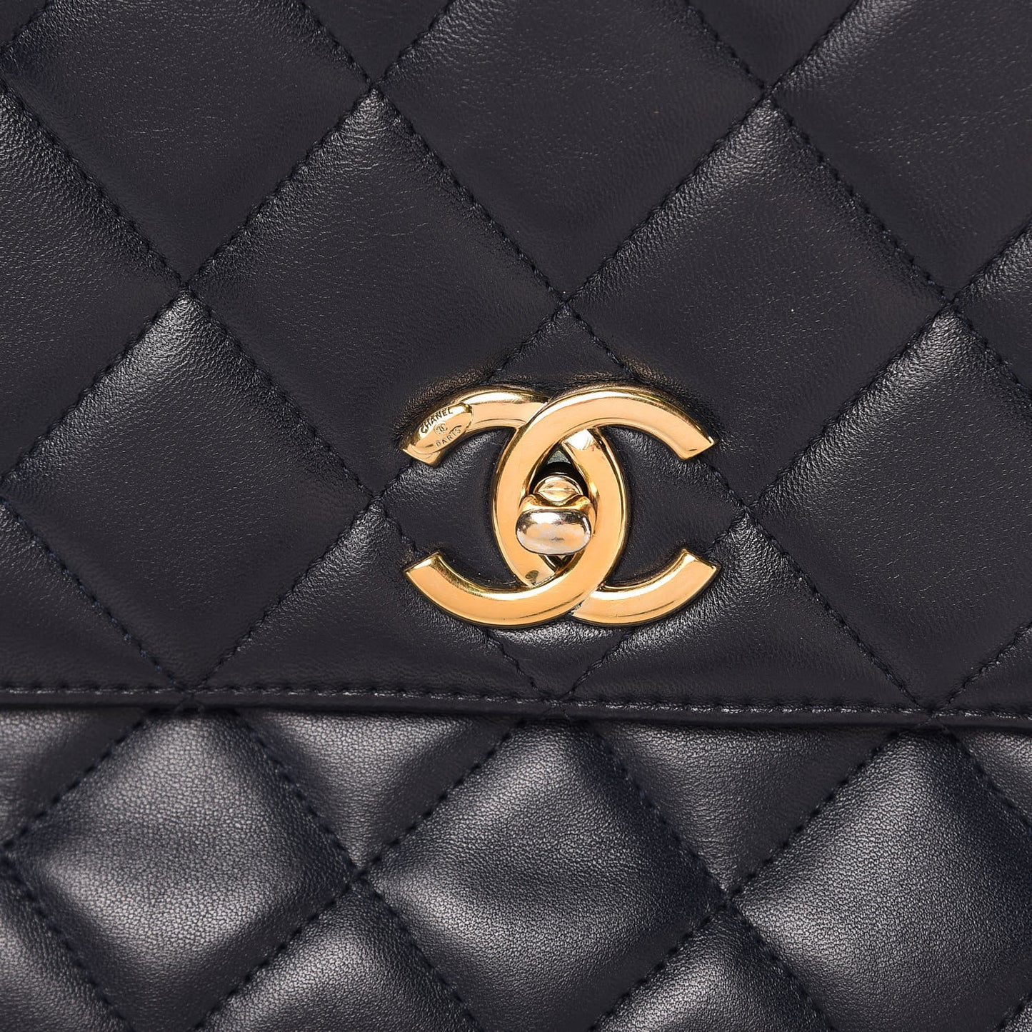 Lambskin Quilted Large Trendy CC Dual Handle Flap Bag Navy