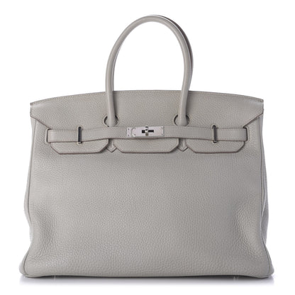 Hermes Taurillon Clemence Birkin 35 Gris Perle 1 of 11