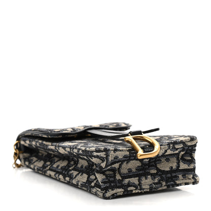 Christian Dior Oblique Saddle Chain Clutch Blue 4 of 9