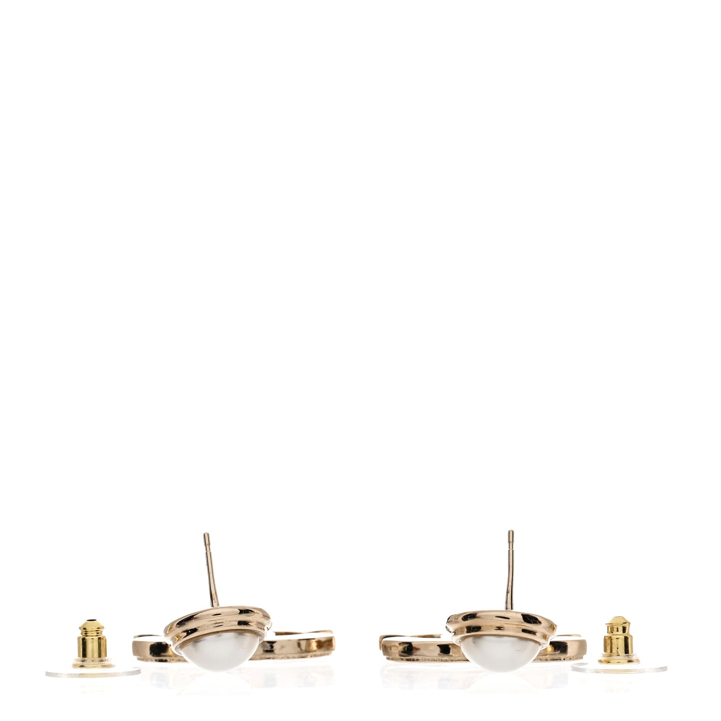 Pearl Enamel CC Drop Earrings Black