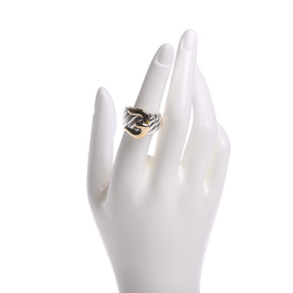 David Yurman Sterling Silver 18K Yellow Gold Cable Hook Ring 54 7 2 of 5