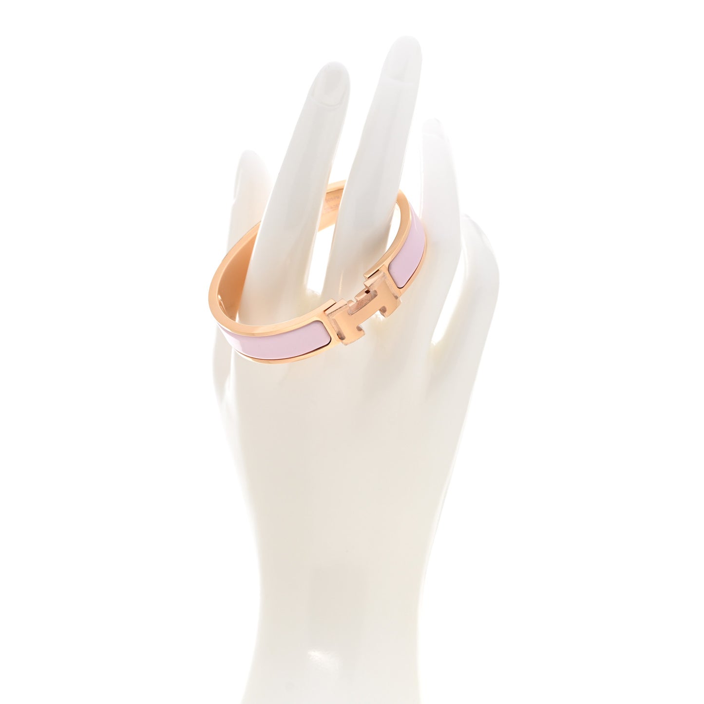 Enamel Clic Clac H Narrow Bracelet PM Rose Dragee