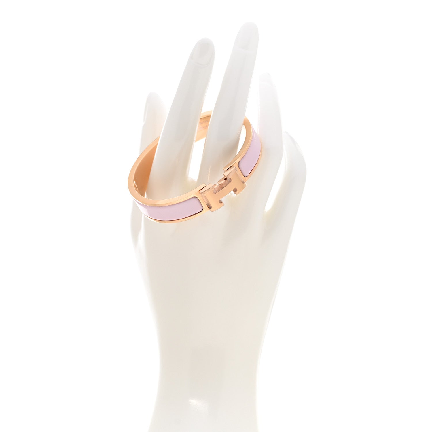 Hermes Enamel Clic Clac H Narrow Bracelet PM Rose Dragee 2 of 5