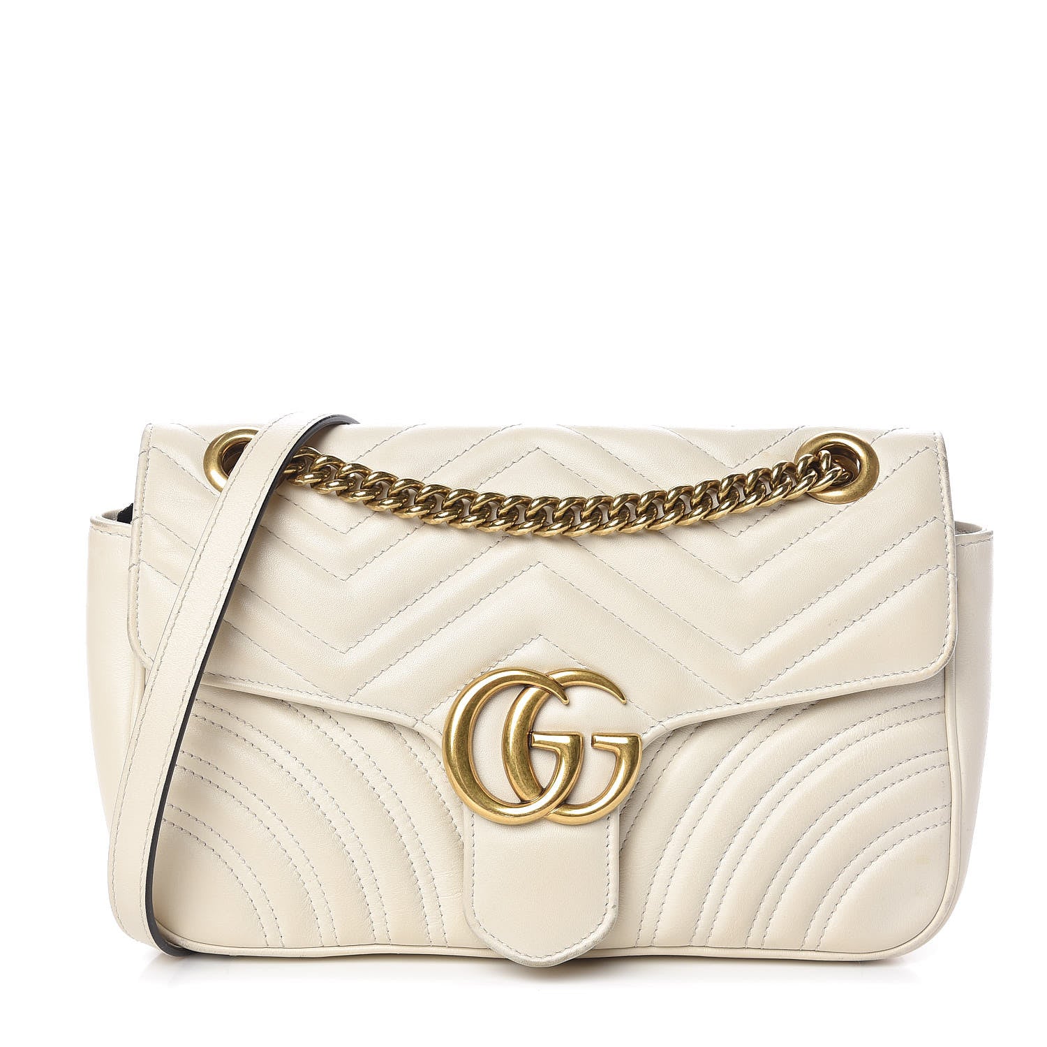 Gucci Calfskin Matelasse Small GG Marmont Shoulder Bag White 1 of 11