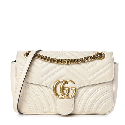 Gucci Calfskin Matelasse Small GG Marmont Shoulder Bag White 1 of 11