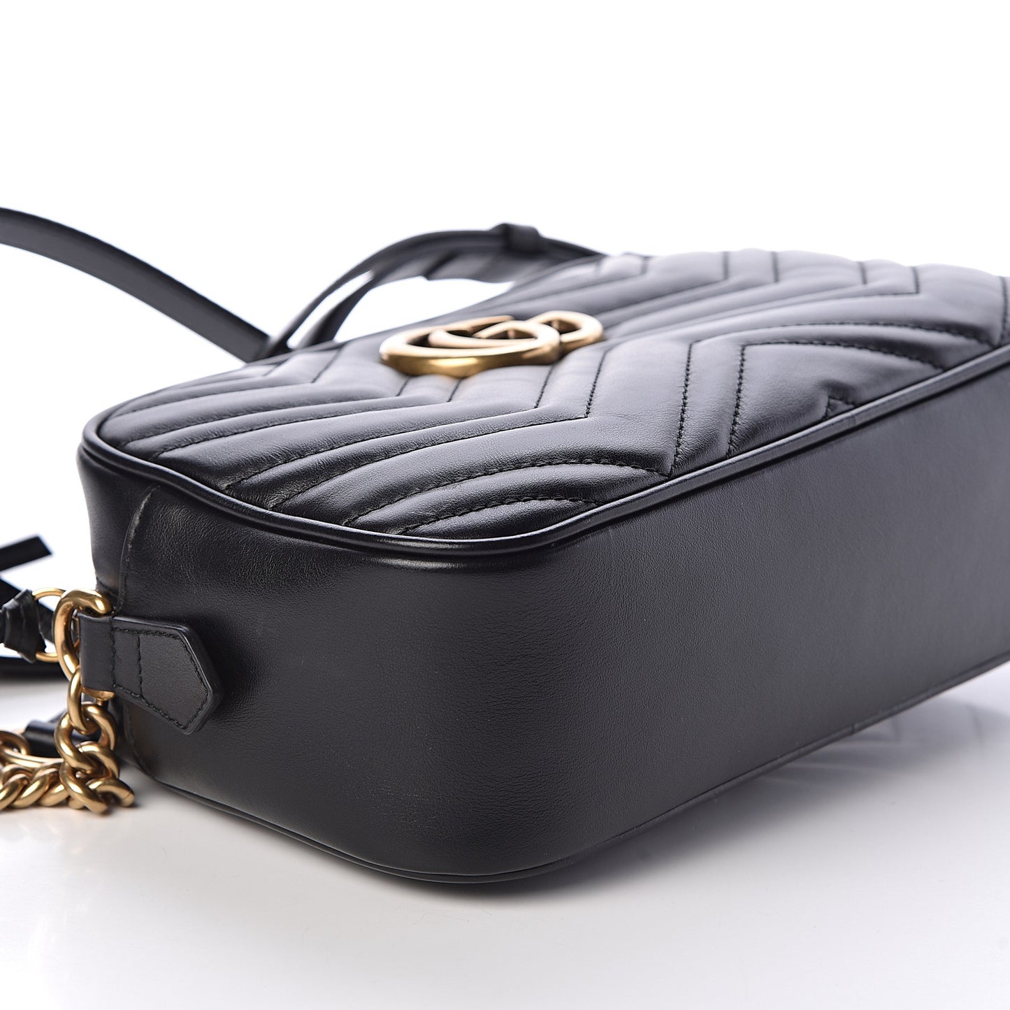 Calfskin Matelasse Small GG Marmont Chain Shoulder Bag Black