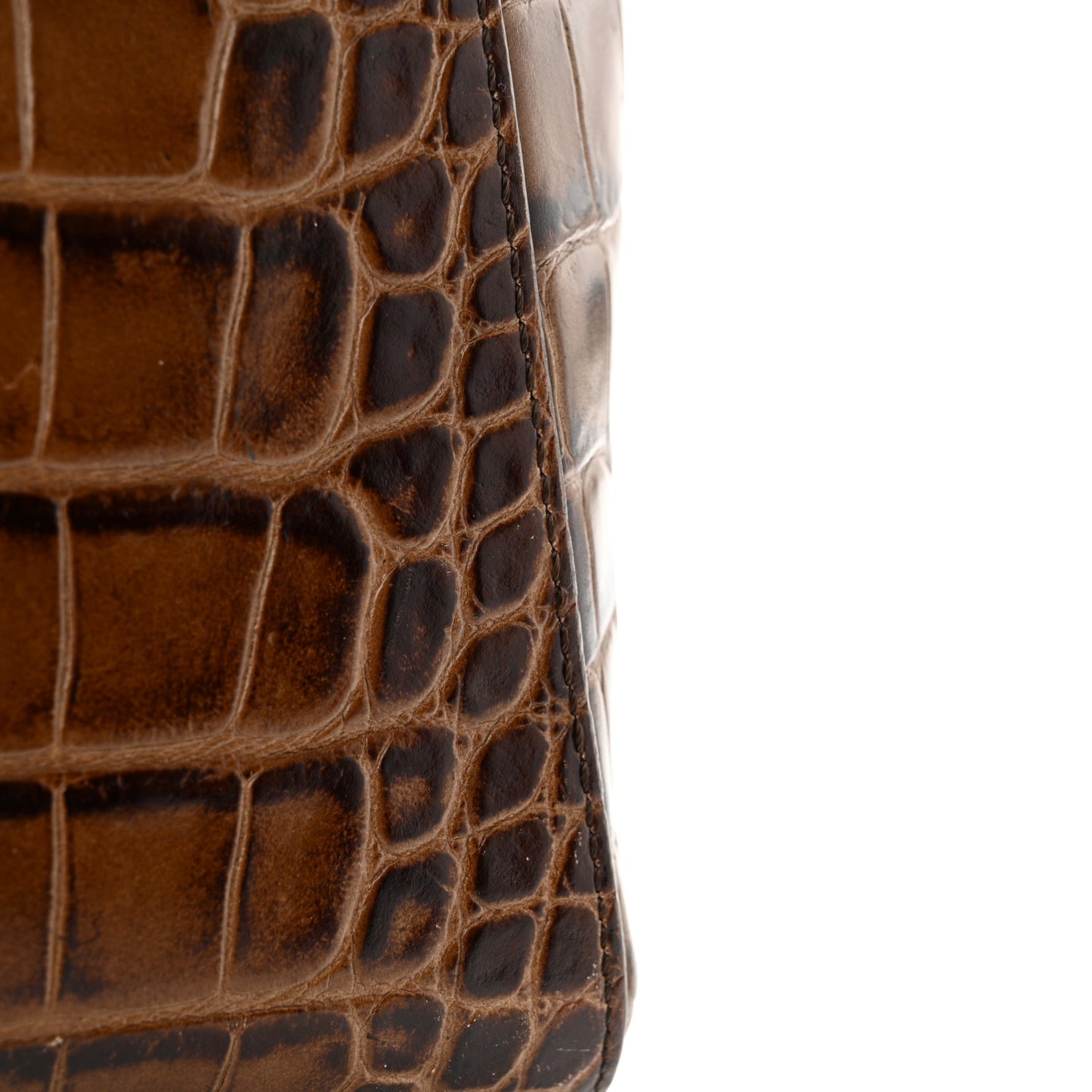 Calfskin Crocodile Embossed Small Antigona Brown