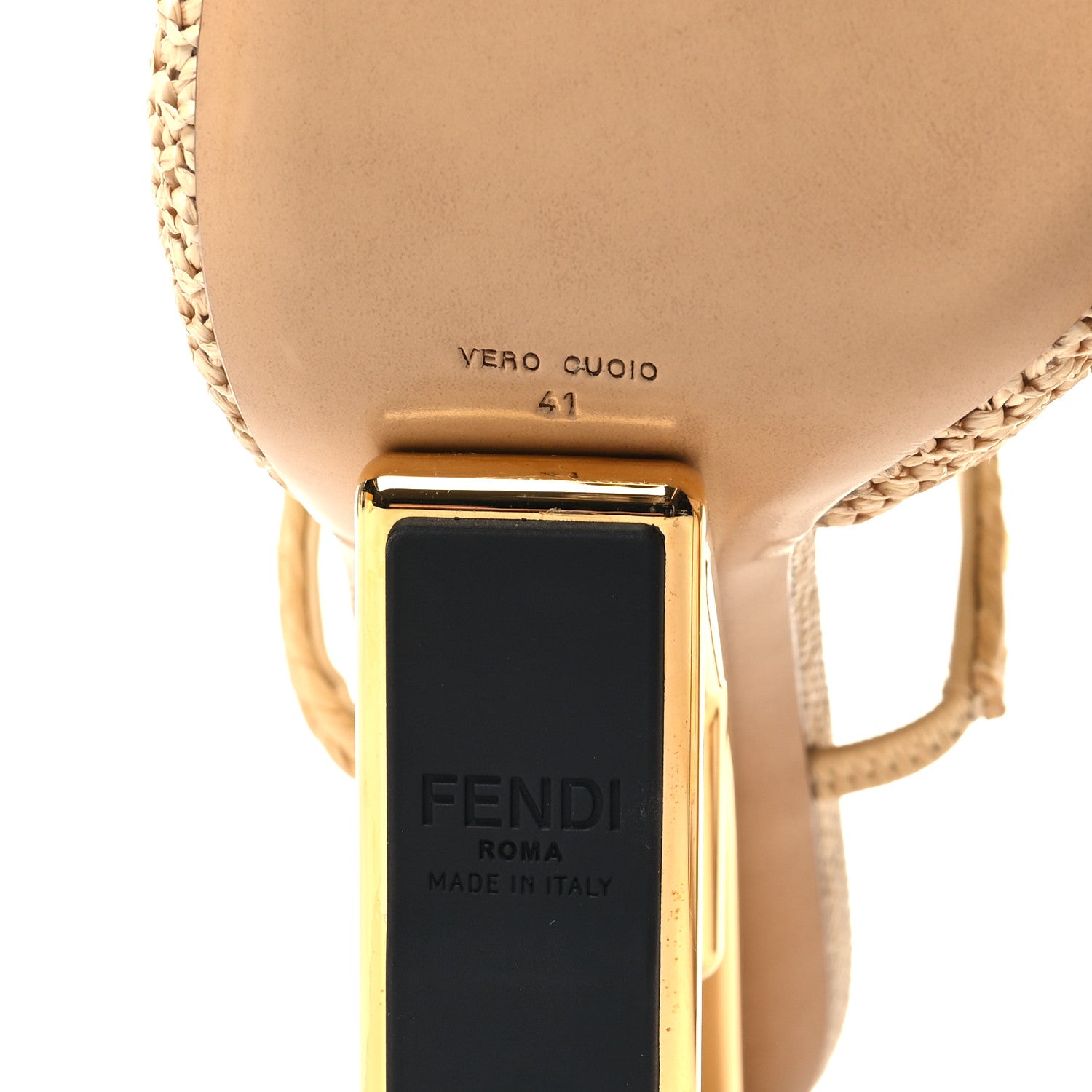 Fendi Raffia Intreccio Fendi First 95mm Slide Sandals 41 Paglia 6 of 7