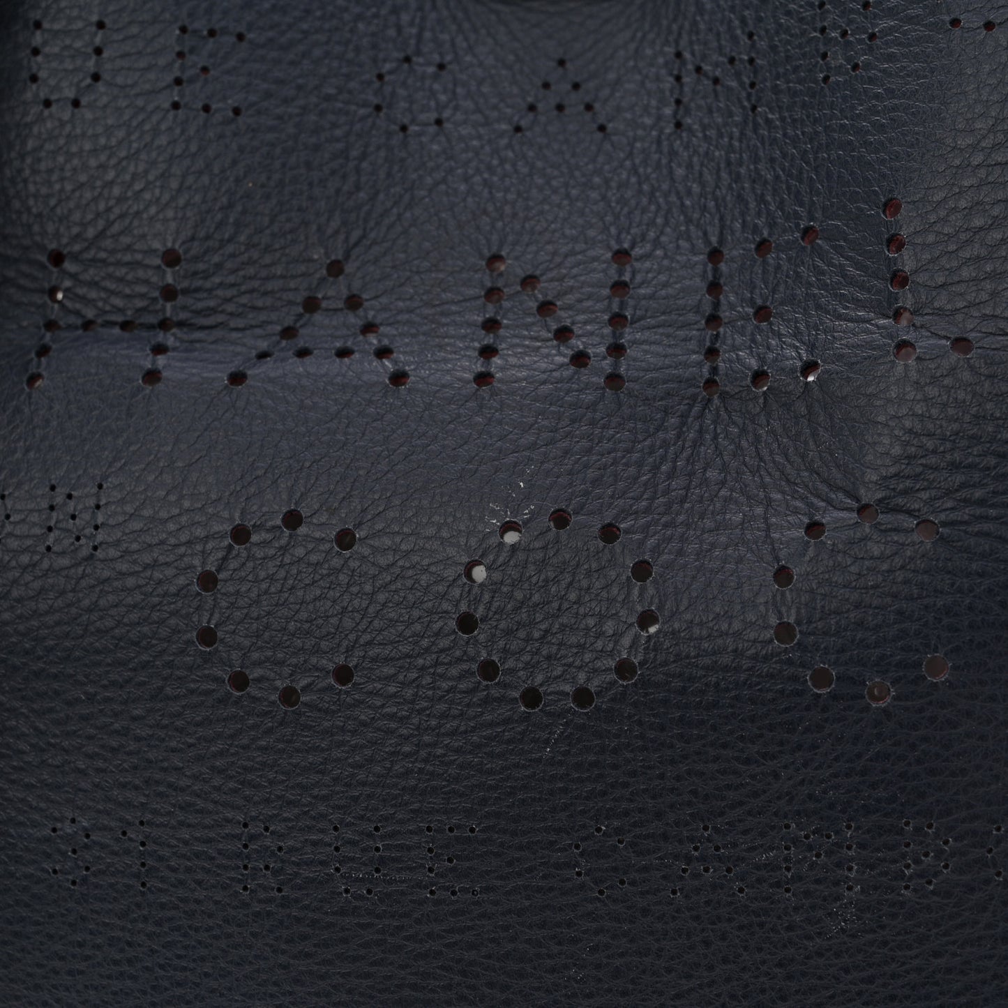 Calfskin Tweed Small Logo Eyelets Shopping Tote Navy Blue