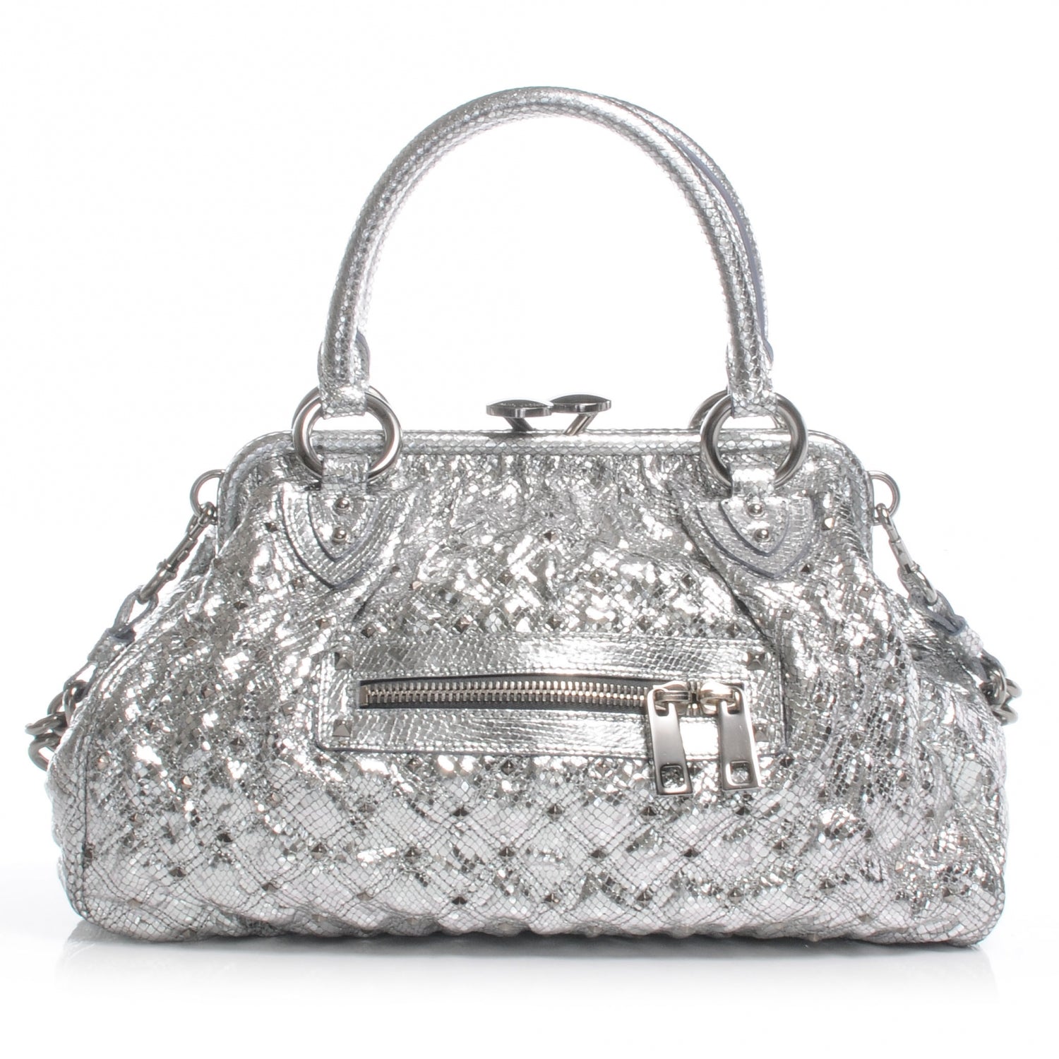 Marc Jacobs Python Embossed Leather Stardust Stam Silver 1 of 7