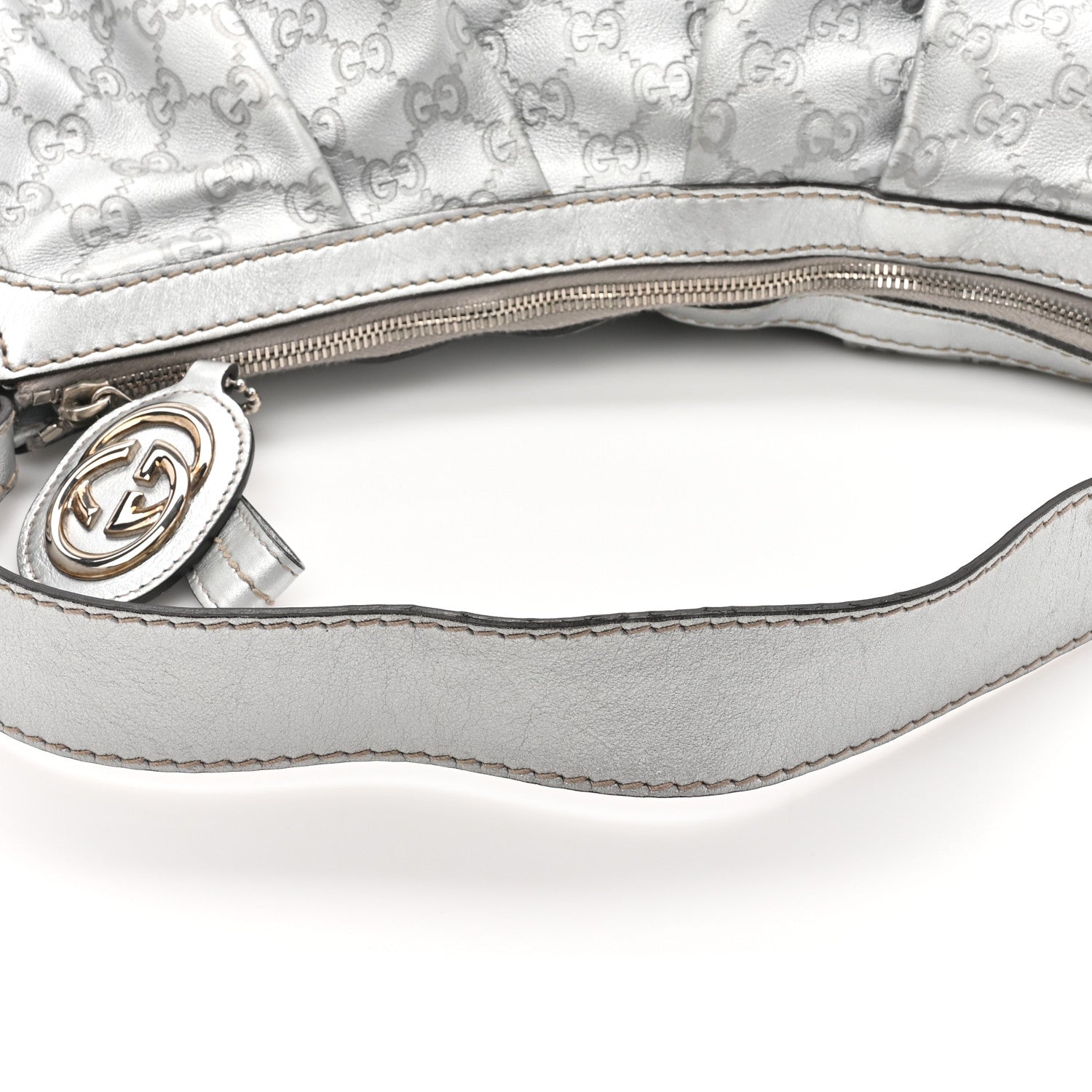 Gucci Metallic Guccissima Medium Sukey Hobo Silver 19 of 19