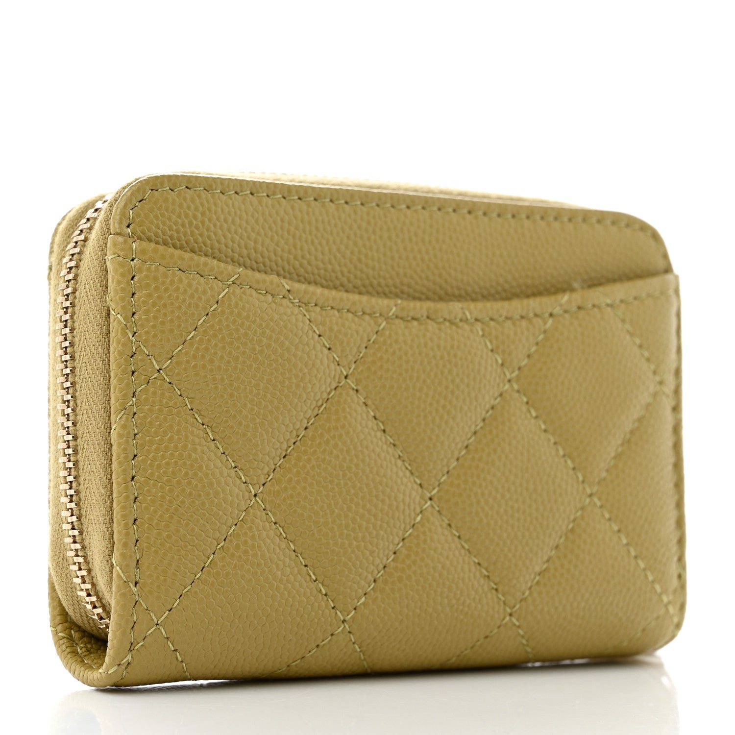 Chanel Caviar Quilted Zip Around Coin Purse Wallet Light Green 3 of 8