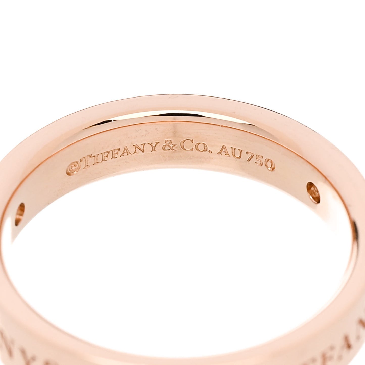 18K Rose Gold Diamond 4mm Logo Band Ring 50 5.25