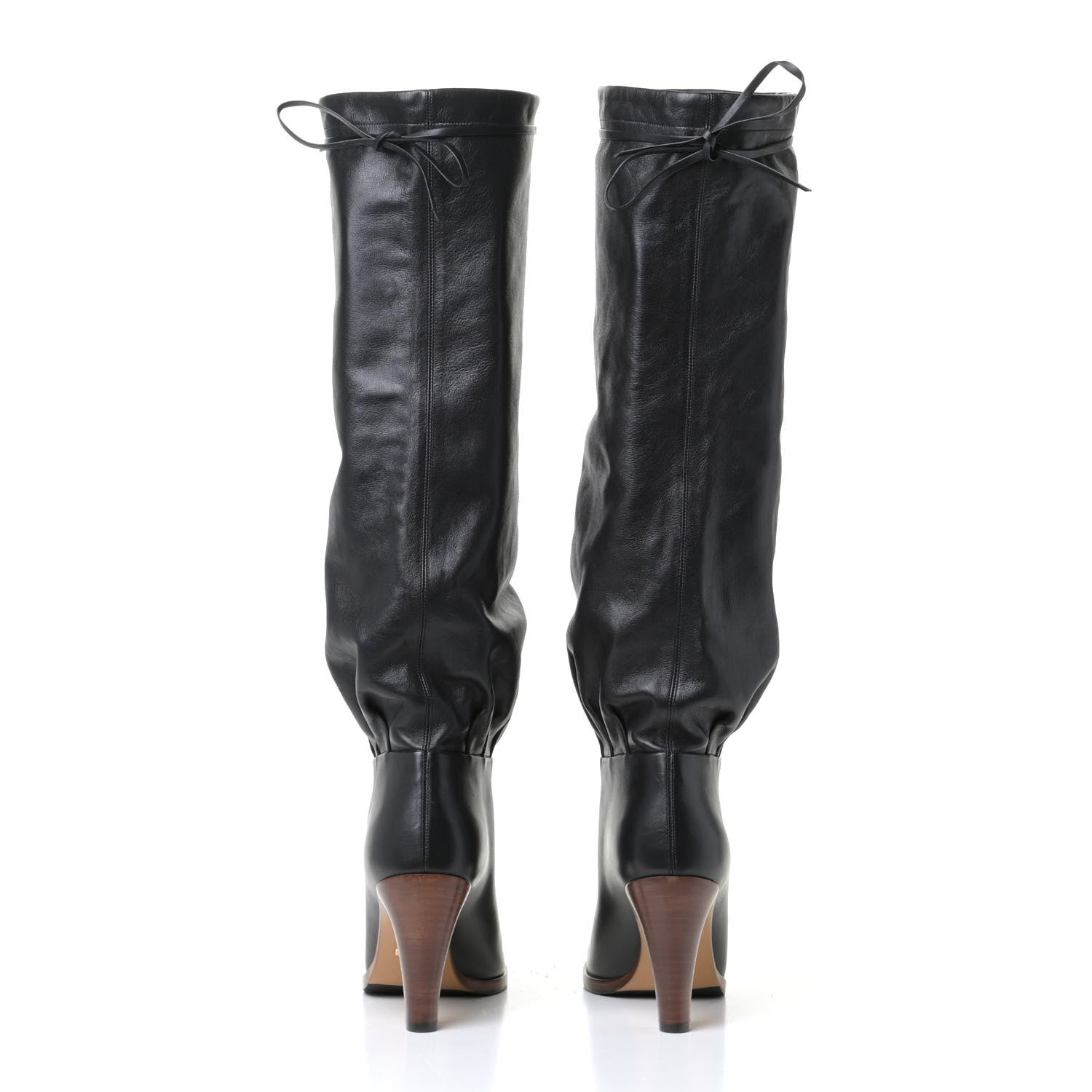 Gucci Deauville Calfskin Cinched Knee High Boots 37.5 Black 5 of 11