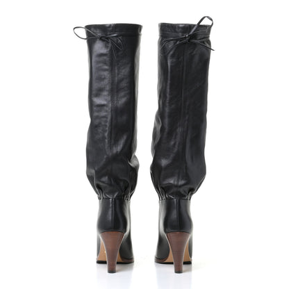Gucci Deauville Calfskin Cinched Knee High Boots 37.5 Black 5 of 11