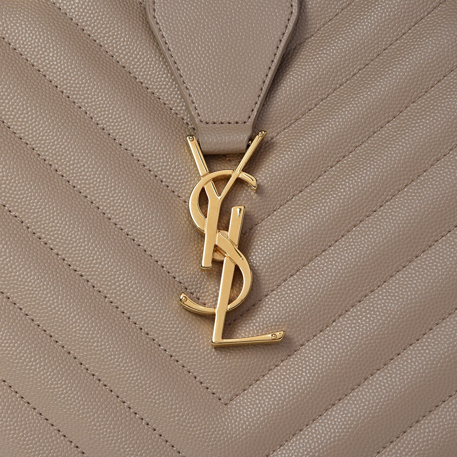 Saint Laurent Grain De Poudre Matelasse Chevron Monogram Shopping Bag Nude Powder 9 of 15