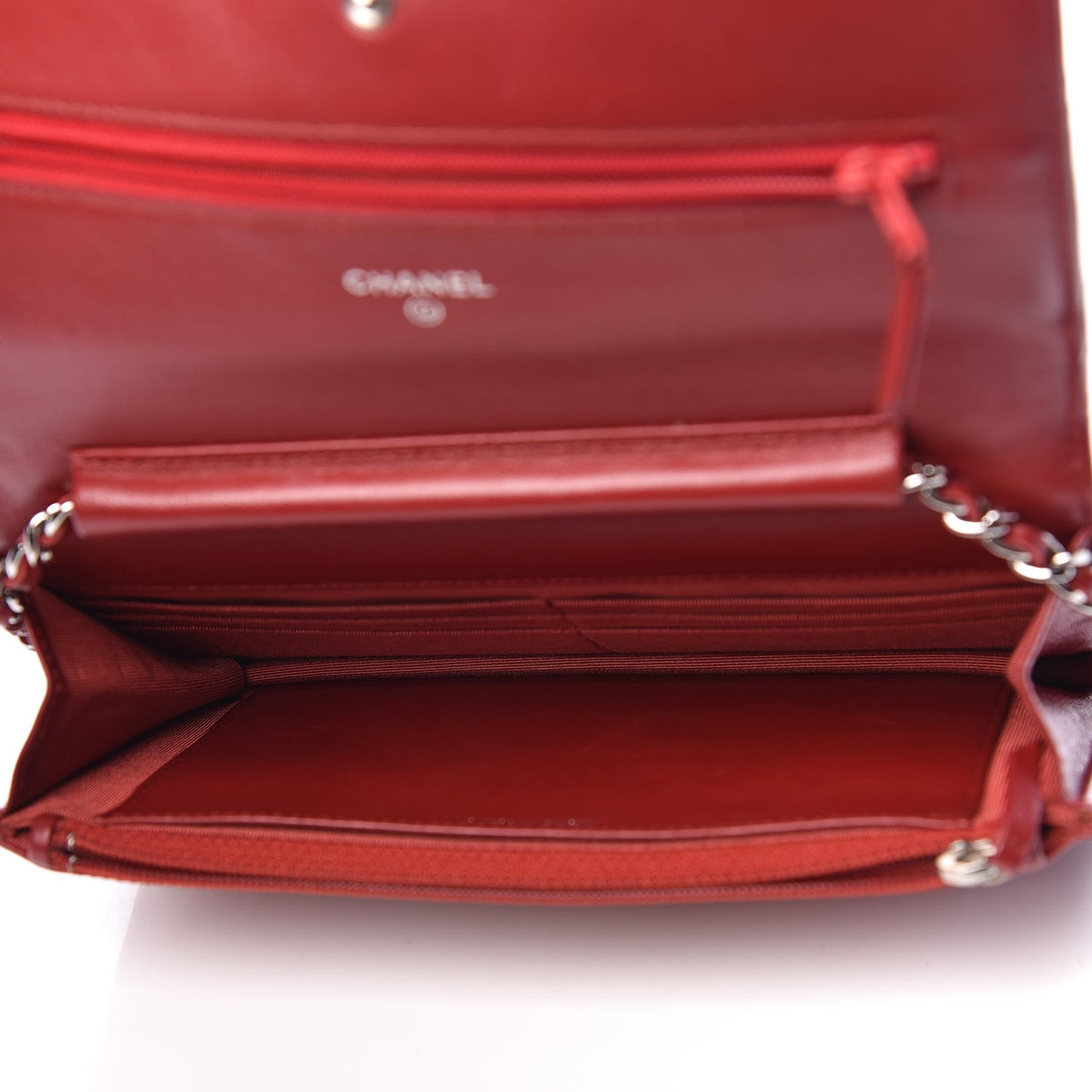 Lambskin Quilted Wallet On Chain WOC Red