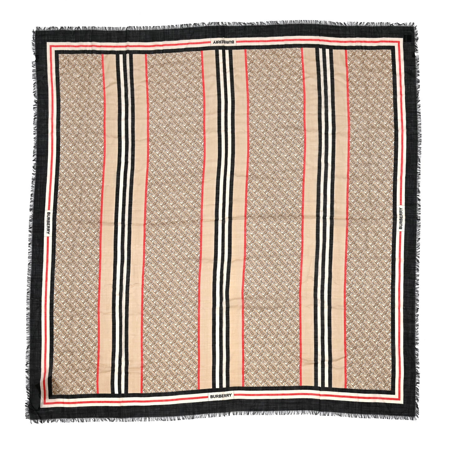 Wool Silk Monogram Icon Large Square Scarf Archive Beige