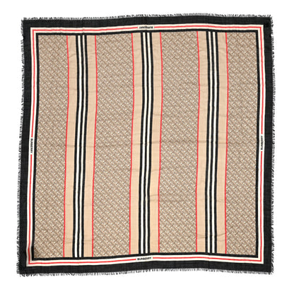 Burberry Wool Silk Monogram Icon Large Square Scarf Archive Beige 1 of 6