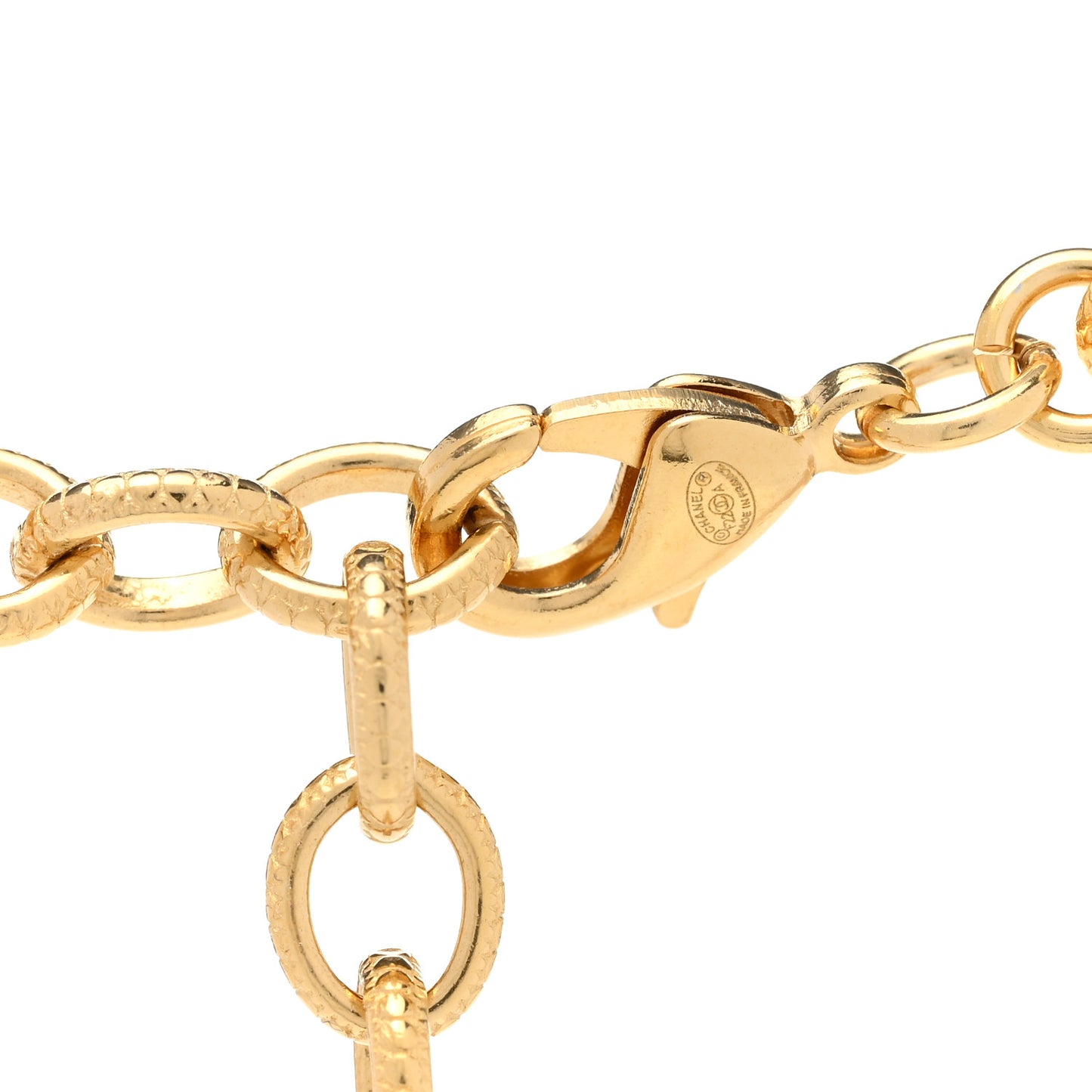 Crystal Chain Link CC Choker Necklace Gold