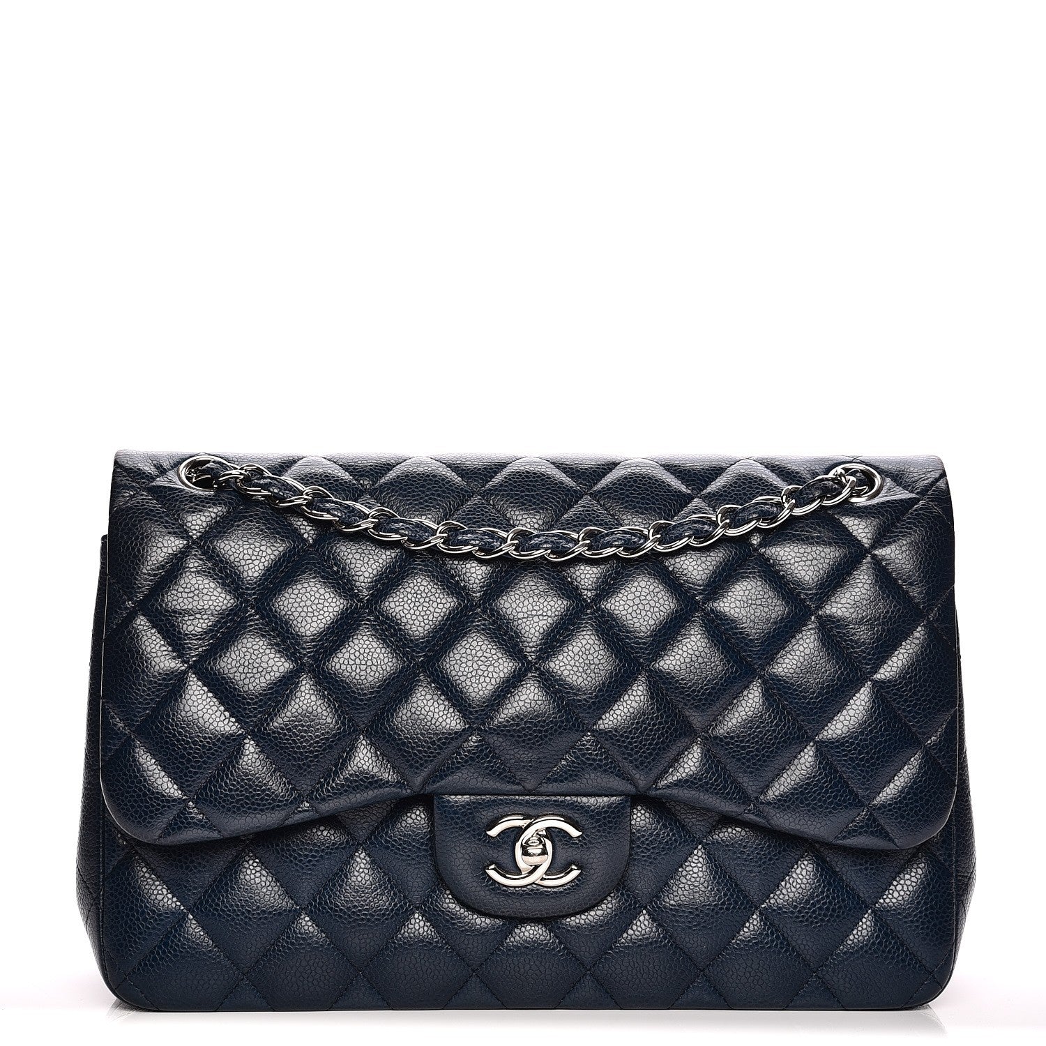 Chanel Caviar Quilted Jumbo Double Flap Navy Blue 1 of 9