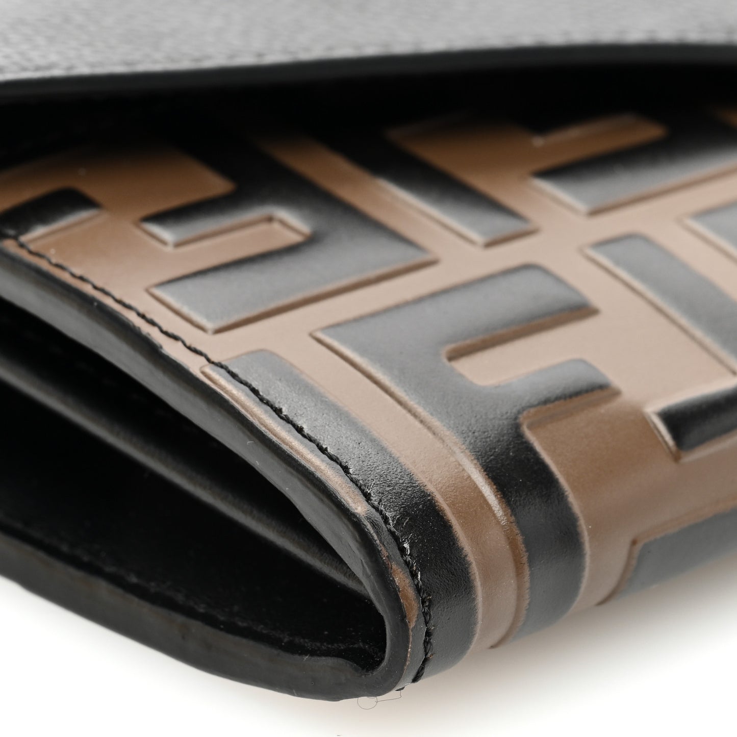 Vitello Cruise F is Fendi Bi-Color FF 1974 Embossed Continental Envelope Wallet On Chain Maya Black