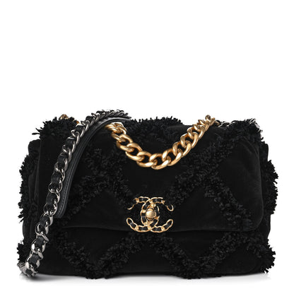 Chanel Cotton Canvas Quilted Medium Chanel 19 Flap Black 1 of 10
