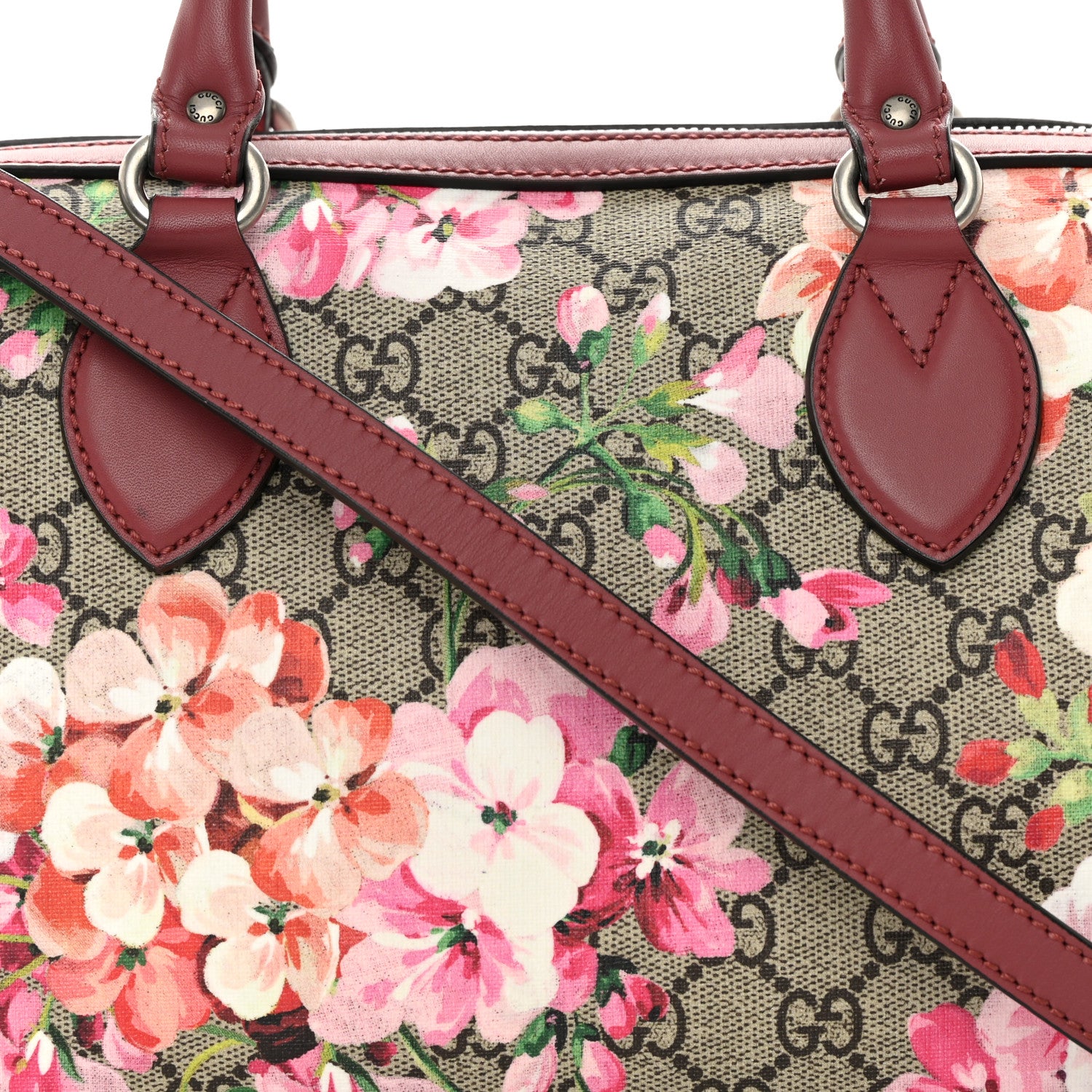 Gucci GG Supreme Monogram Blooms Small Boston Beige Multicolor Dry Rose 8 of 14