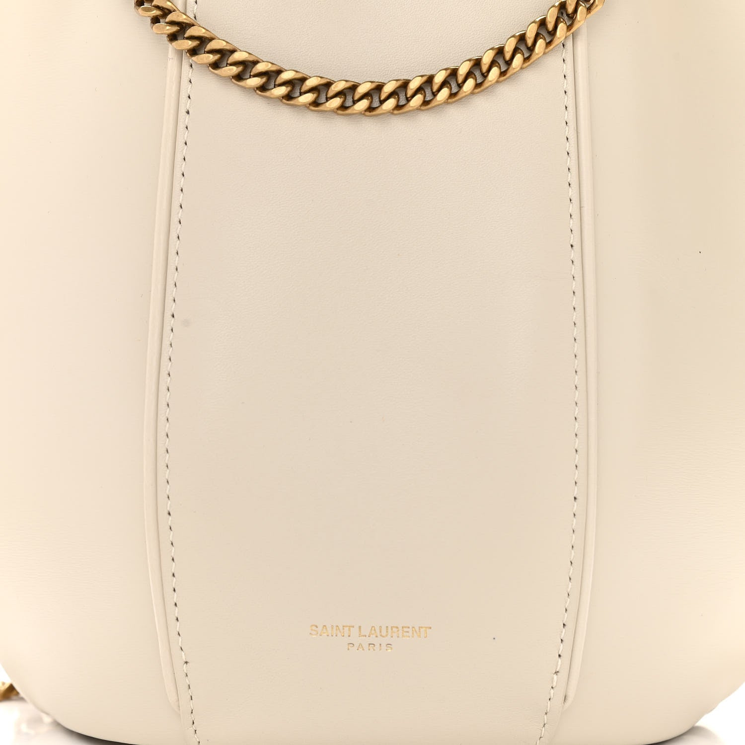 Saint Laurent Smooth Calfskin Small Talitha Bucket Bag Vintage White 7 of 9