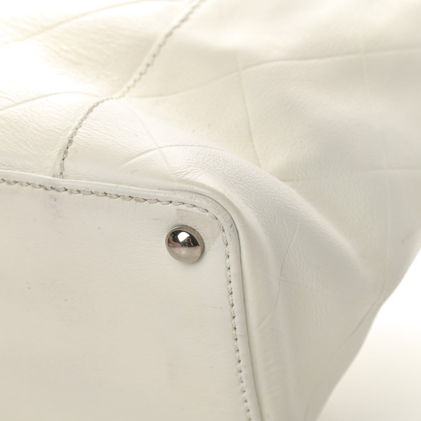 Calfskin CC Chevron All Day Long Tote White