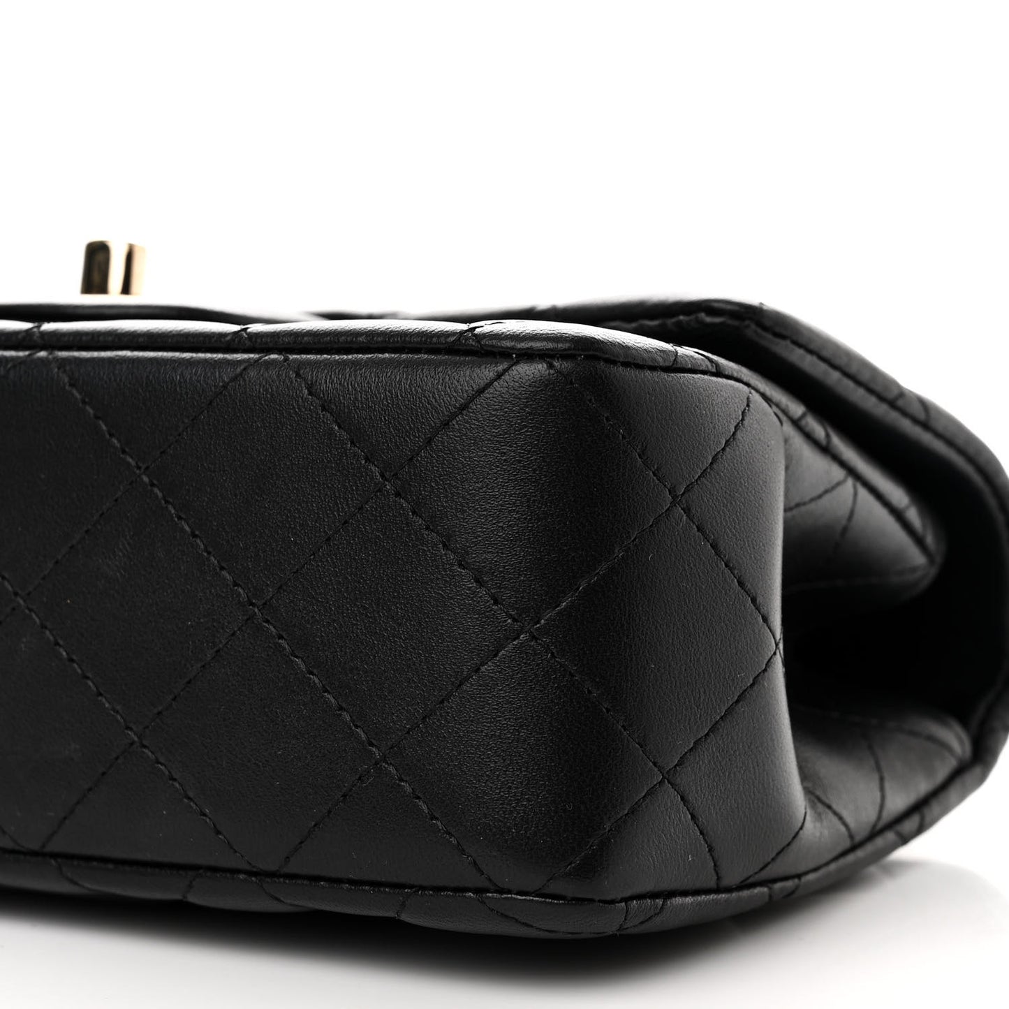 Lambskin Quilted Mini Top Handle Rectangular Flap Black