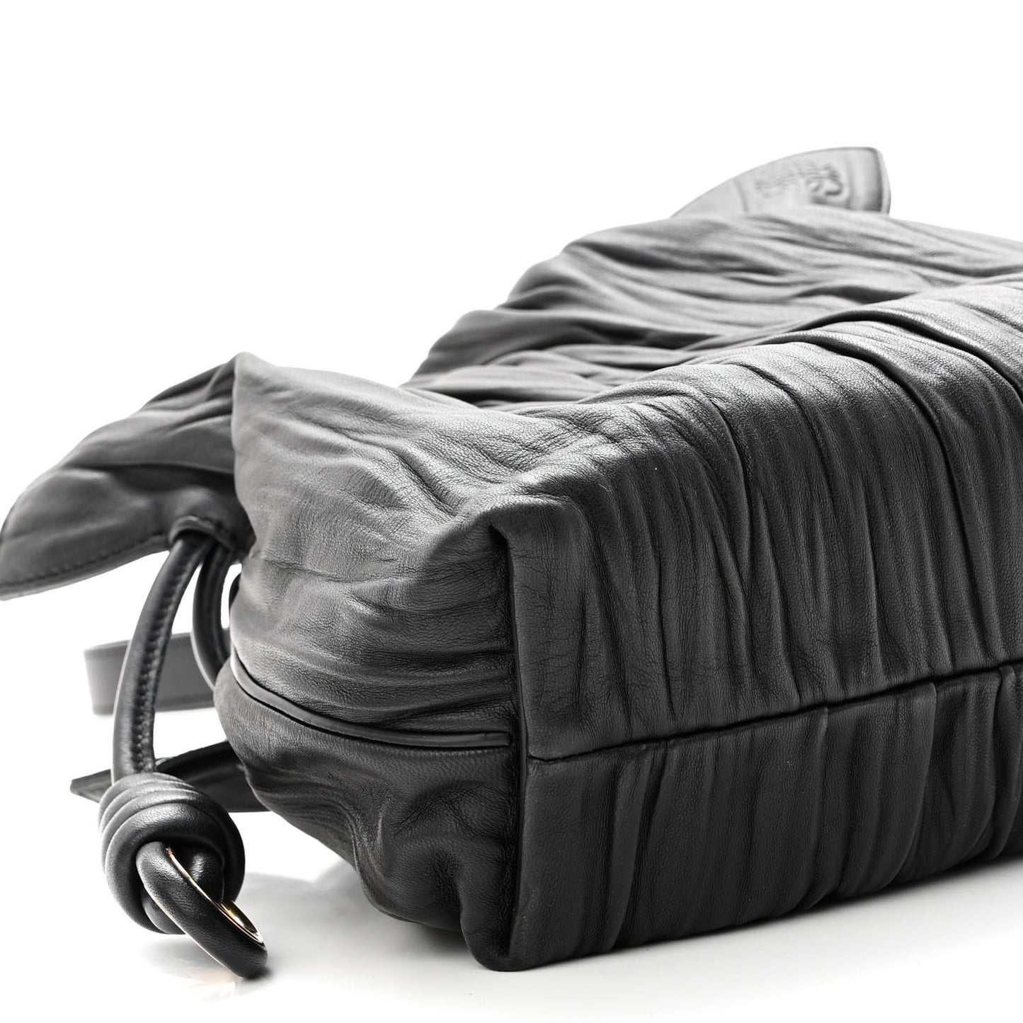 Crinkled Nappa Small Flamenco Knot Shoulder Bag Black