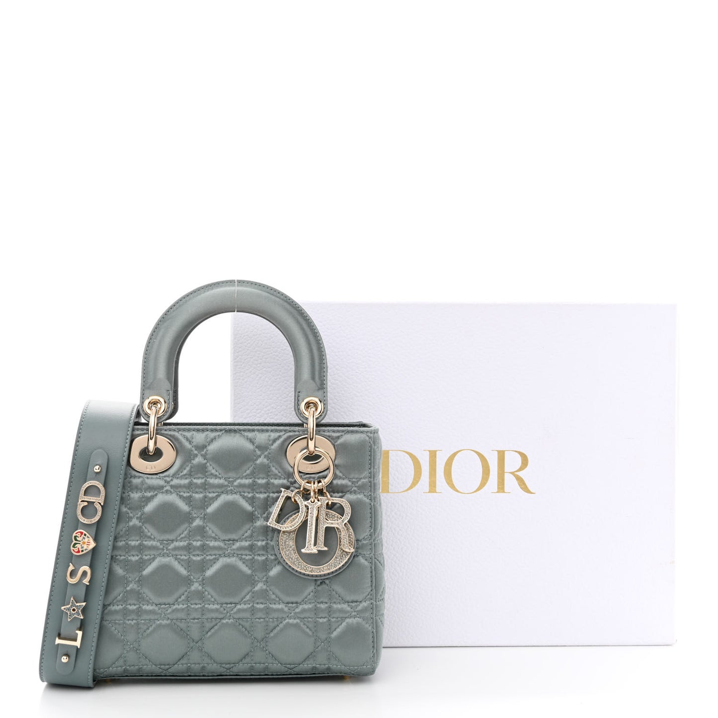 Satin Swarovski Crystal Cannage My ABC Lady Dior Grey