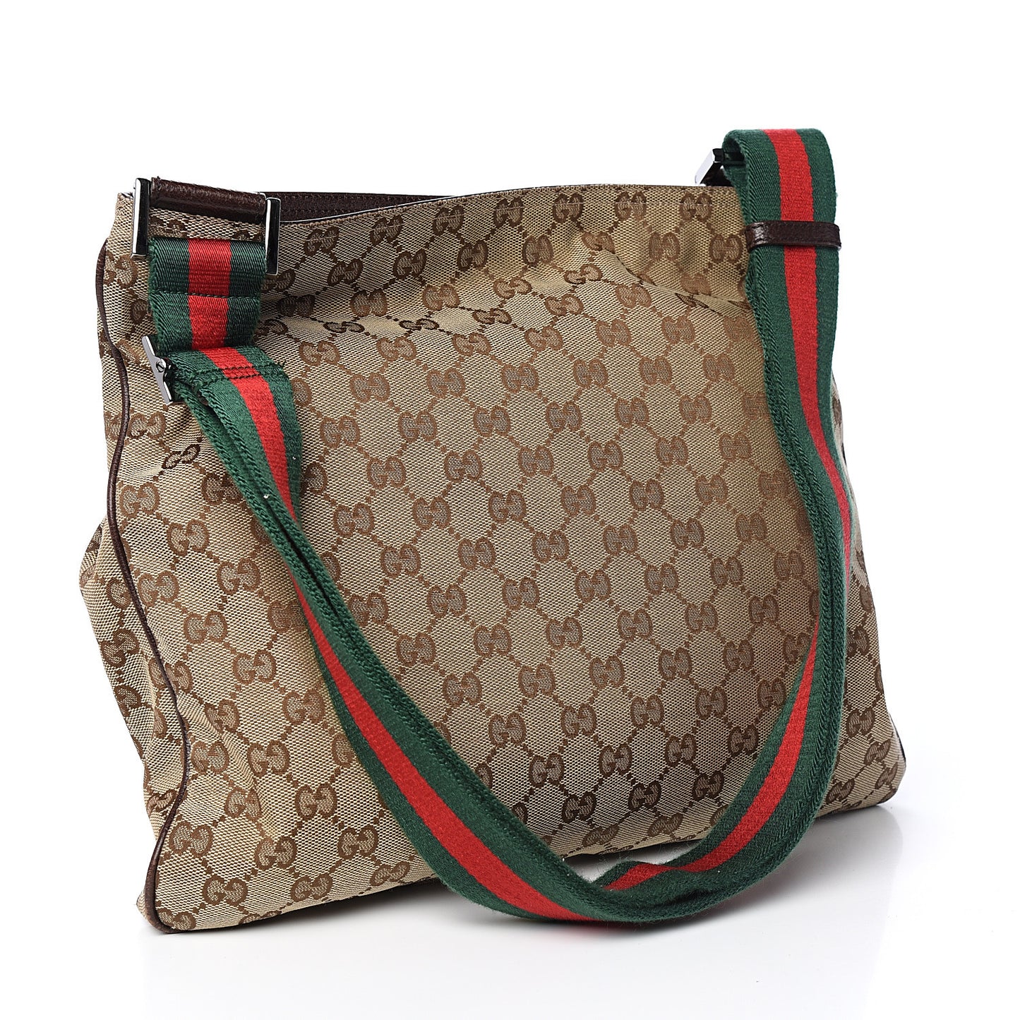 Monogram Web Medium Double Pocket Messenger Bag Dark Brown