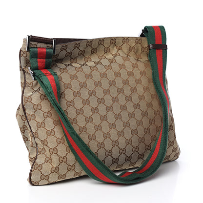 Gucci Monogram Web Medium Double Pocket Messenger Bag Dark Brown 2 of 9