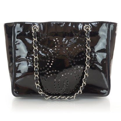 Chanel Patent Perforated CC Shopping Tote Black 1 of 6