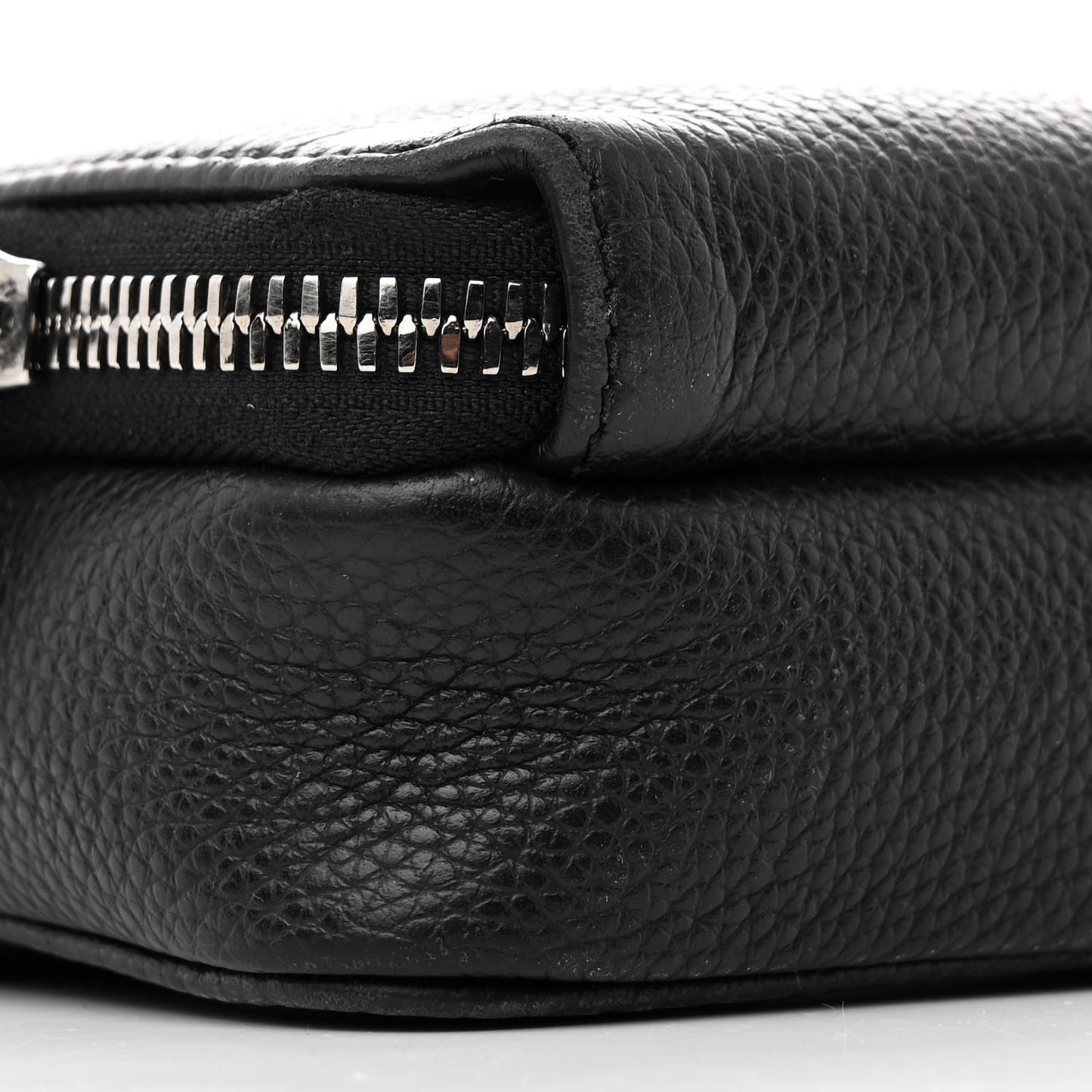 Grained Calfskin Double Zip Crossbody Black