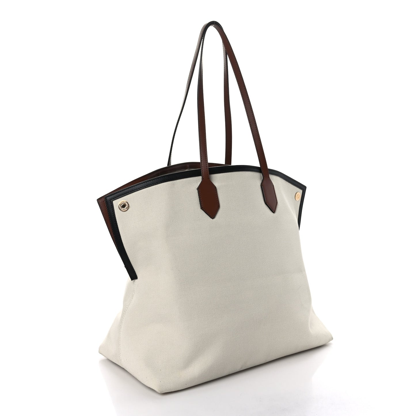 Cotton Canvas Calfskin Large Society Tote Bag Natural