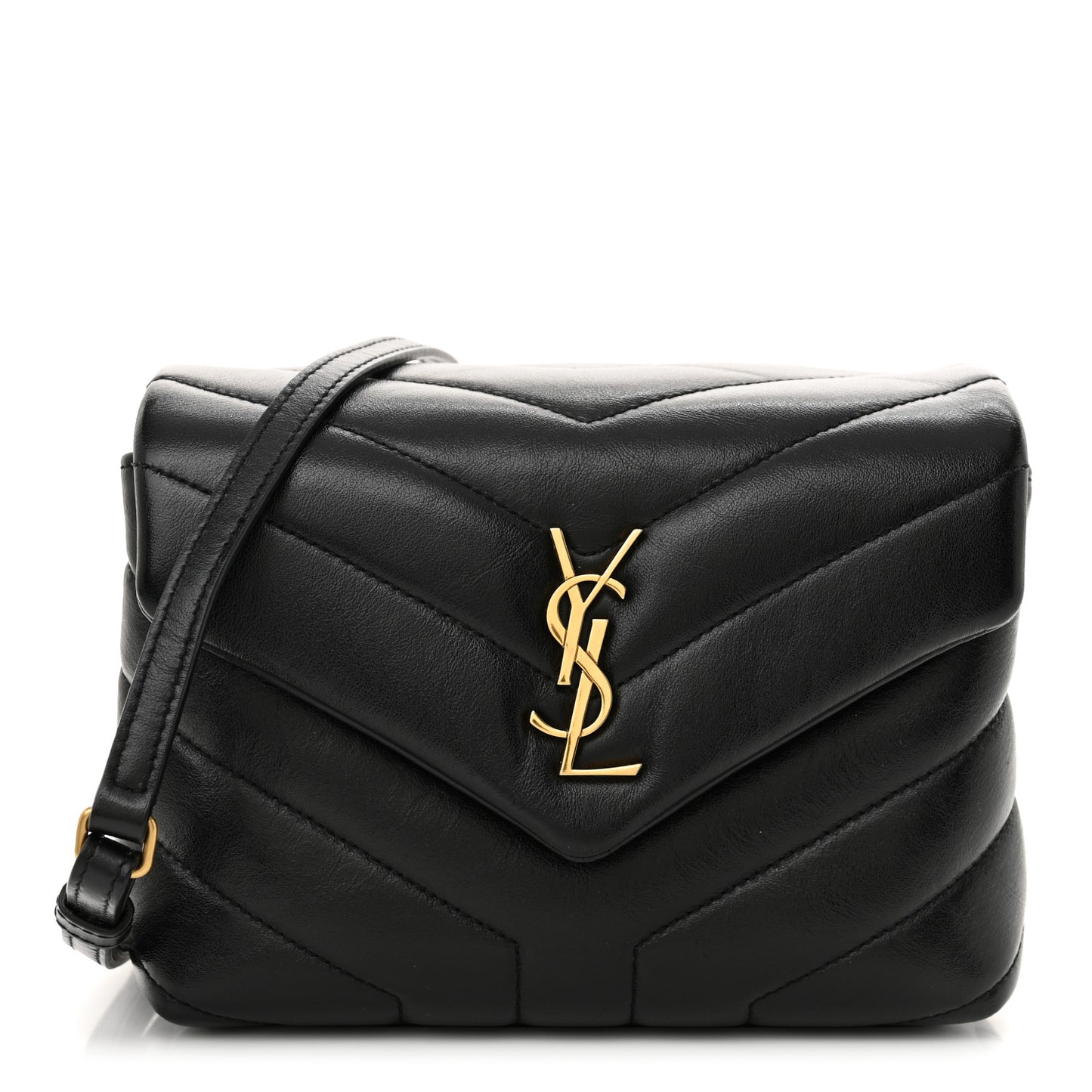 Calfskin Y Quilted Monogram Toy Loulou Crossbody Bag Black