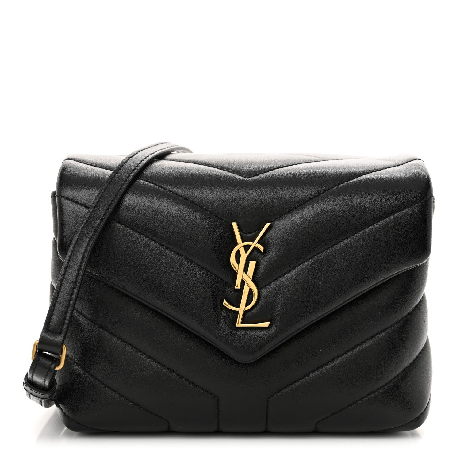 Saint Laurent Calfskin Y Quilted Monogram Toy Loulou Crossbody Bag Black 1 of 12