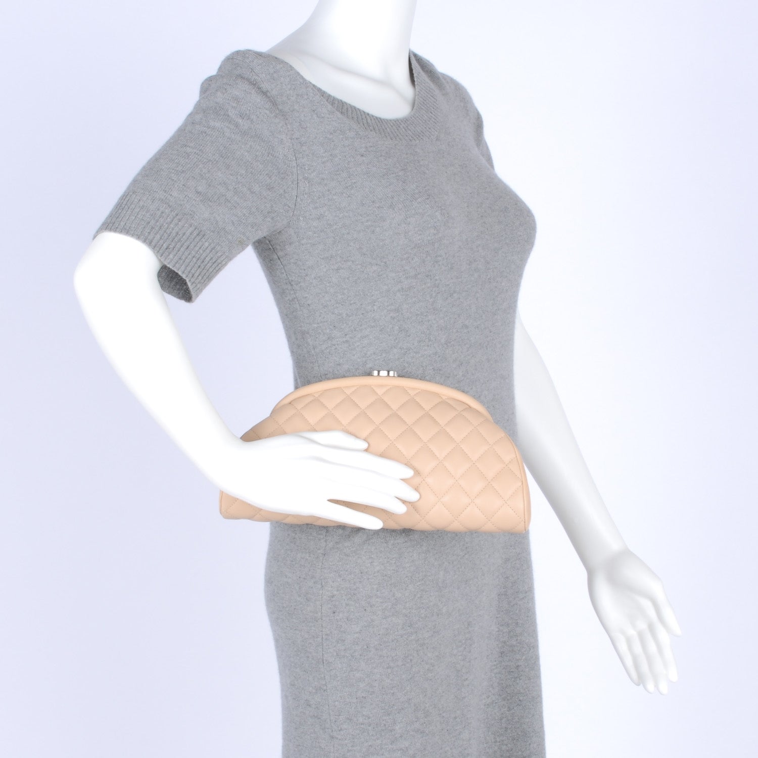 Chanel Lambskin Quilted Timeless Clutch Beige Clair 2 of 8