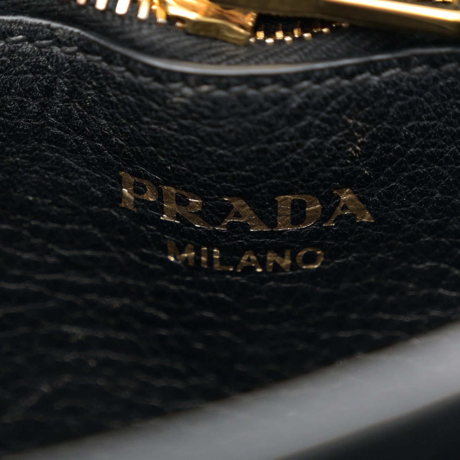 Prada Vitello Daino Double Strap Flap Crossbody Black 9 of 17