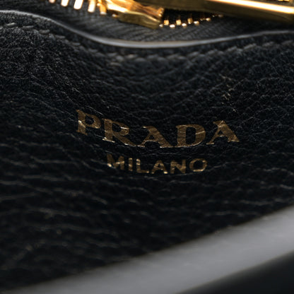Prada Vitello Daino Double Strap Flap Crossbody Black 9 of 17