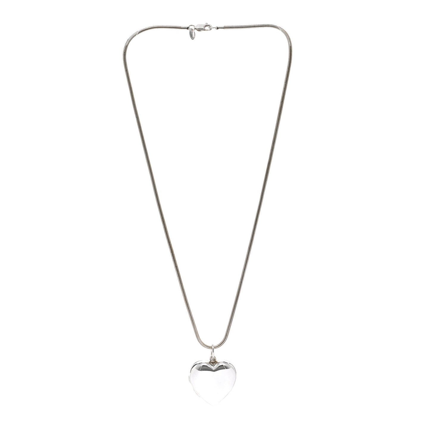 Sterling Silver Large Heart Locket Pendant Necklace