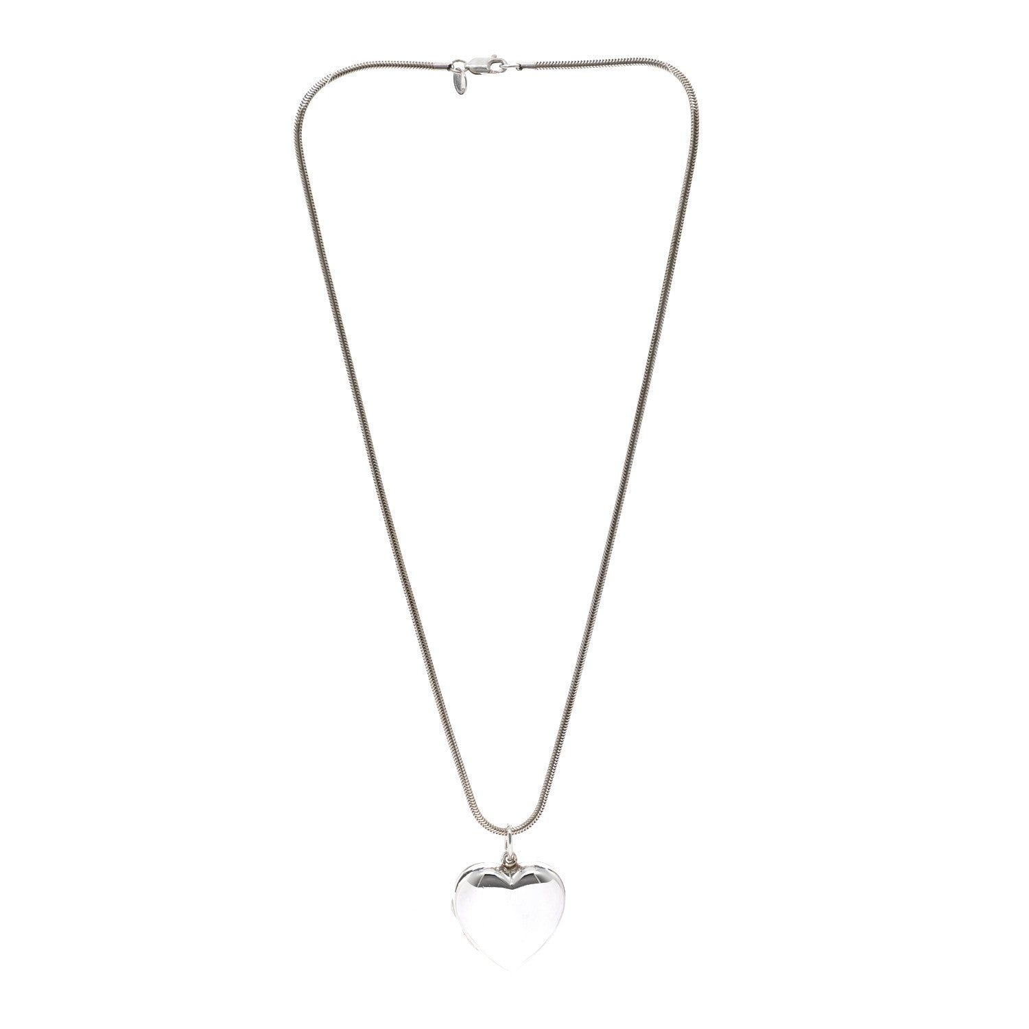 Tiffany Sterling Silver Large Heart Locket Pendant Necklace 3 of 4